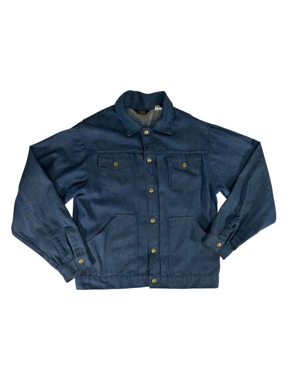 VTG 70s BIG SMITH Union Made Denim Work Jacket Snap Front BLUE Shacket Size 42